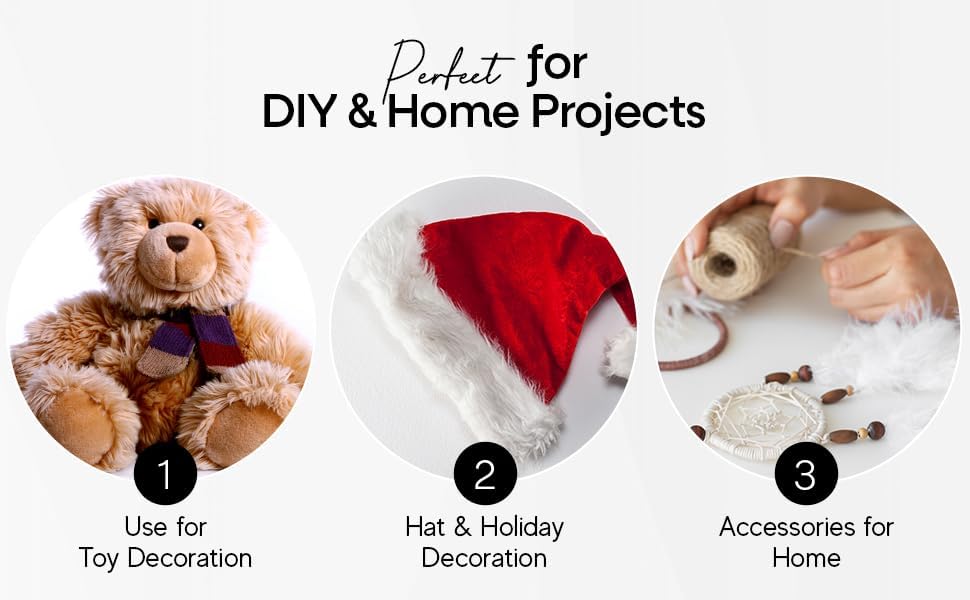 Miniatura 4 de FabricLA Cuadrado de piel sintética lanuda  30 x 30 pulgadas precortado  Utiliza tela de piel sintética para bricolaje, decoración de manualidades,