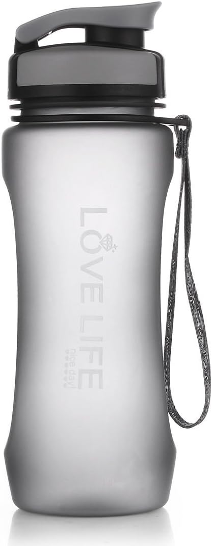 QILEYIN 600ml Sport Bottle, Tritan Plastic BPA-Free BEST SPORTS Water Bottle With FREE Filter / Ergonomic Curved Design For Maximum Grip - Perfect For Running, Cycling, Gym, Yoga, Outdoors and Camping GYBL291 (Gray)