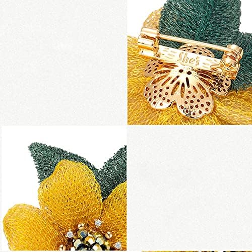 Brooch Ladies Fashion Elegant Jewelry Sunflower Folded Flower Long Tassel Brooch Luxury Wedding Banquet Brooch Jewelry Brooch pins,