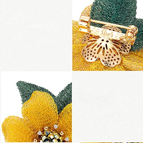 Broche longue à gland avec fleur de tournesol géométrique pour look de créateur moderne