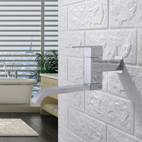 Robinetterie de salle de bain cascade murale noire pour vasque moderne