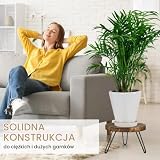 YYTECH Drewniany stołek na rośliny, okrągły stojak na rośliny, stojak na rośliny w pomieszczeniach z 3 nóżkami dla różnych rozmiarów doniczek na kwiaty stołek do ogrodu wewnątrz i na zewnątrz