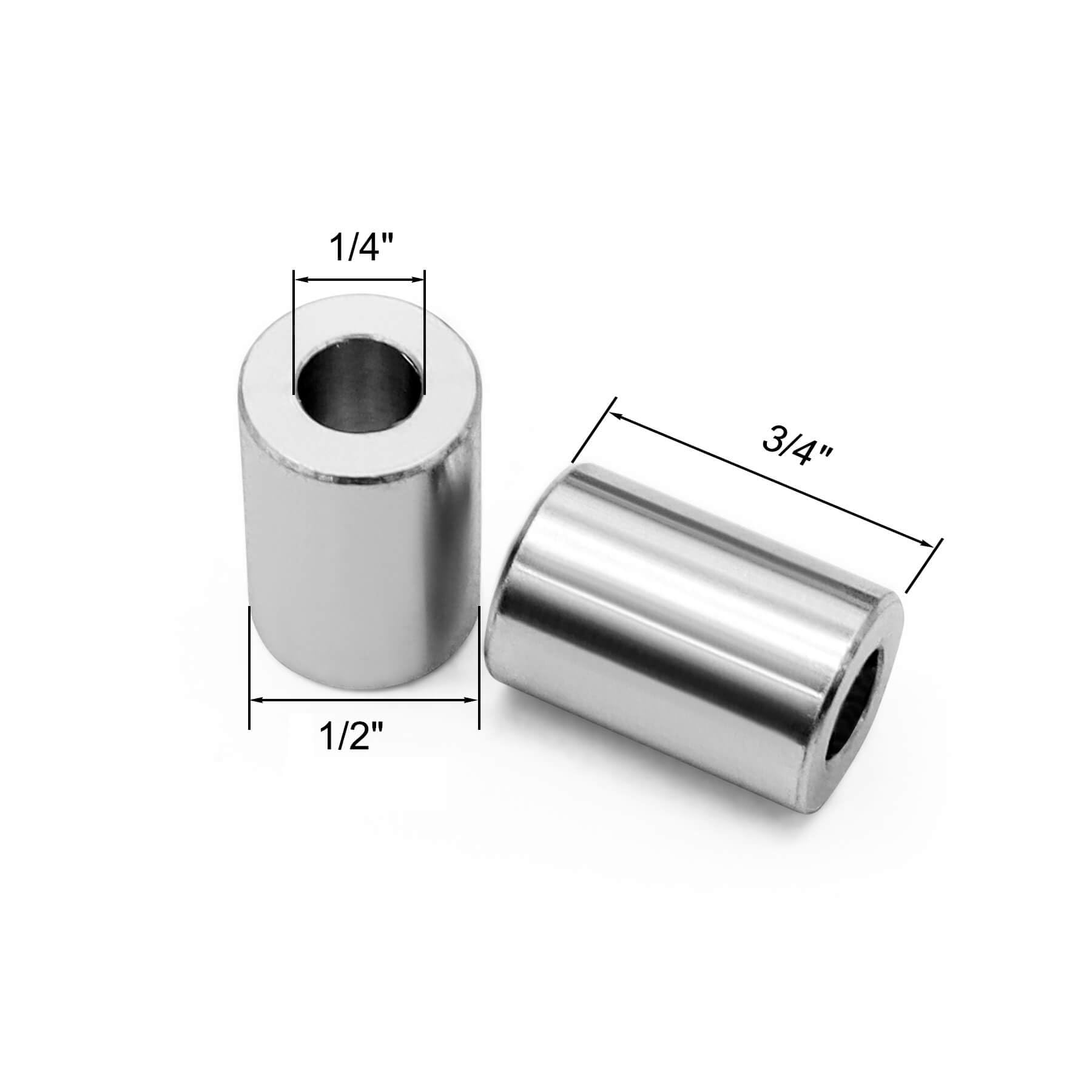 Sysarua 20pcs Aluminum Spacers 1/2-in O.D. x 1/4-in I.D. x 3/4-in Length Smooth Spacer Bushings