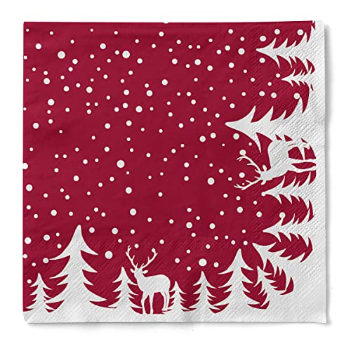 Sovie HORECA Serviette MARVIN (Bordeaux) aus Tissue, 3-lagig, 40 x 40 cm, Weihnachtsserviette Einweg, ideal für Advents- & Weihnachtsfeiern, Papierserviette 100 Stück