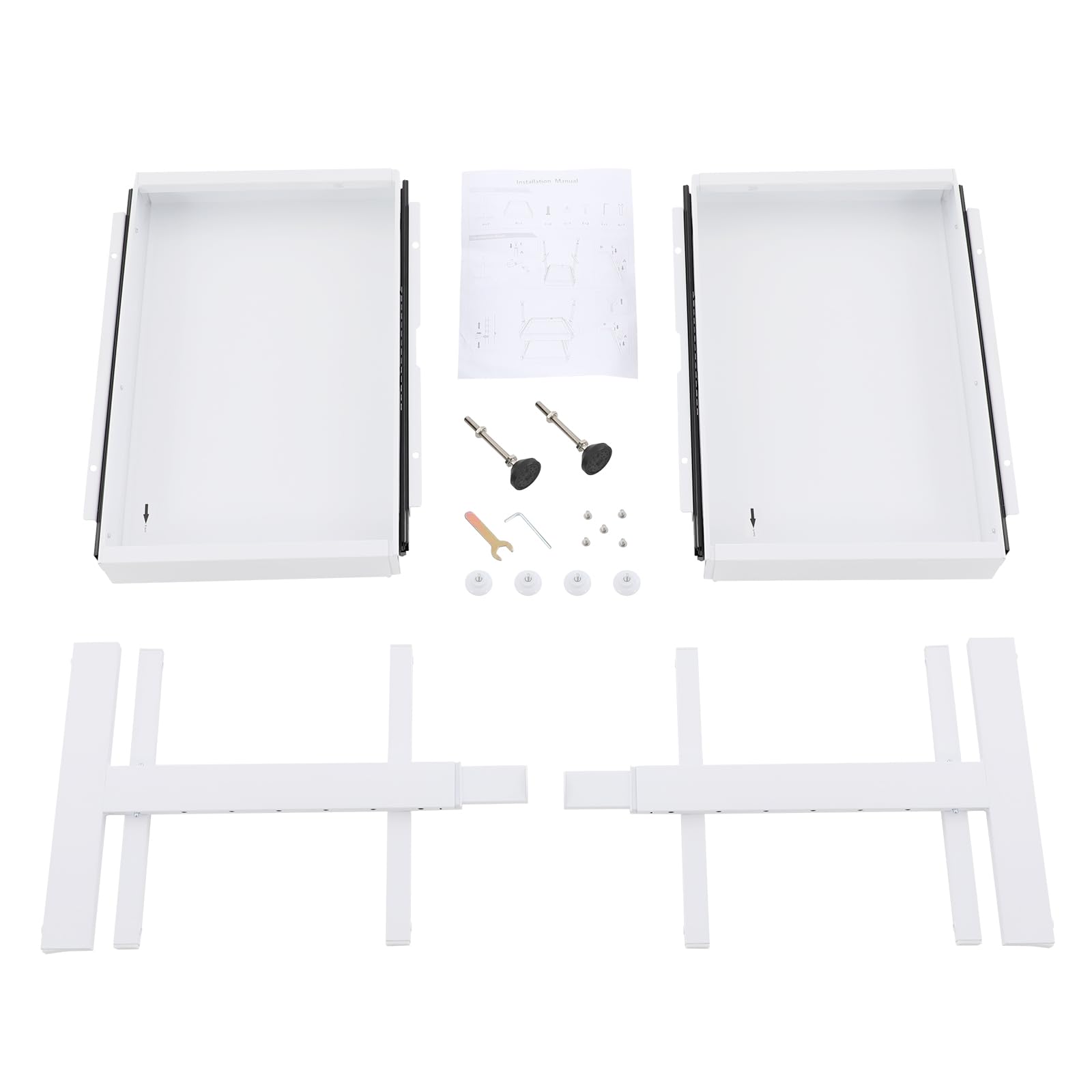 Küchen organizer | Organizer küche | Schubladen | Ausziehbarer Schrankorganizer | 2-stufig | Höhen- & Längenverstellbar | 10 kg Tragkraft pro Ebene | Platzsparend für Küche & Bad