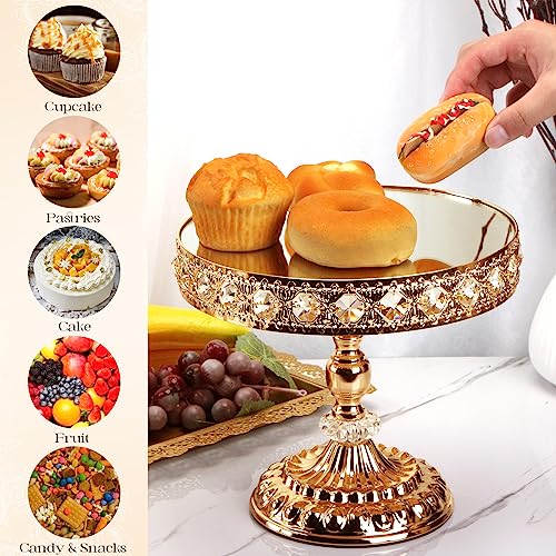12-Piece Gold Cake Stand Set, Vintage Cake Stand with Crystal Edge and Cupcake Display Tray, Dessert Table Display Set for Wedding Party, Baby Shower, Anniversary Celebration - Image 6