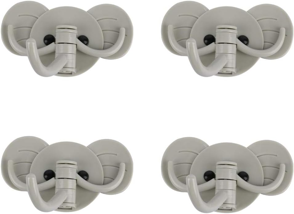 Hotcok Adhesive Hooks,Cute Elephant Waterproof Wall Hooks with 3 Hooks for Bathroom and Bedroom(4-Packs,Green)