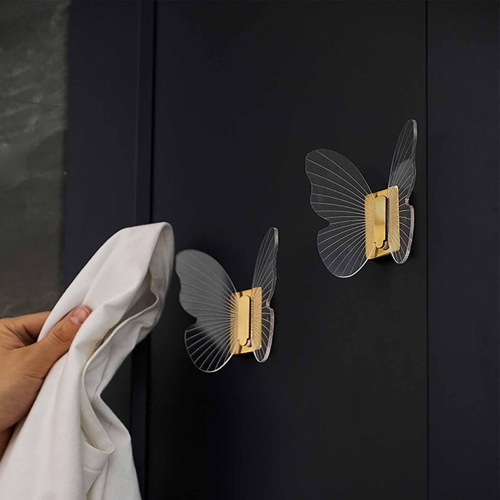 Ganchos para toallas, abrigos de baño, bata, ropa, baño, ducha, gancho de pared para cocina, garaje, hotel, armario, puerta, pared, gancho montado en mariposa, 5 piezas