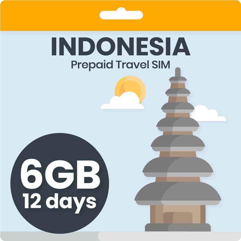 Simify 6GB Indonesia and Bali Prepaid SIM Card for International Travel | Mobile Phone Plan Incl Data Only for 12 Days