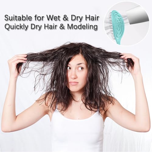 DHinkyoung 2Pcs Hair Detangling Brushes with Bending Bristles, Unique Spiral Hairbrush,Anti Static Hair Straightening Brush Gift, Comfortable Massage Brush for Women Men Wet Dry (Pink+Blue) - Image 5
