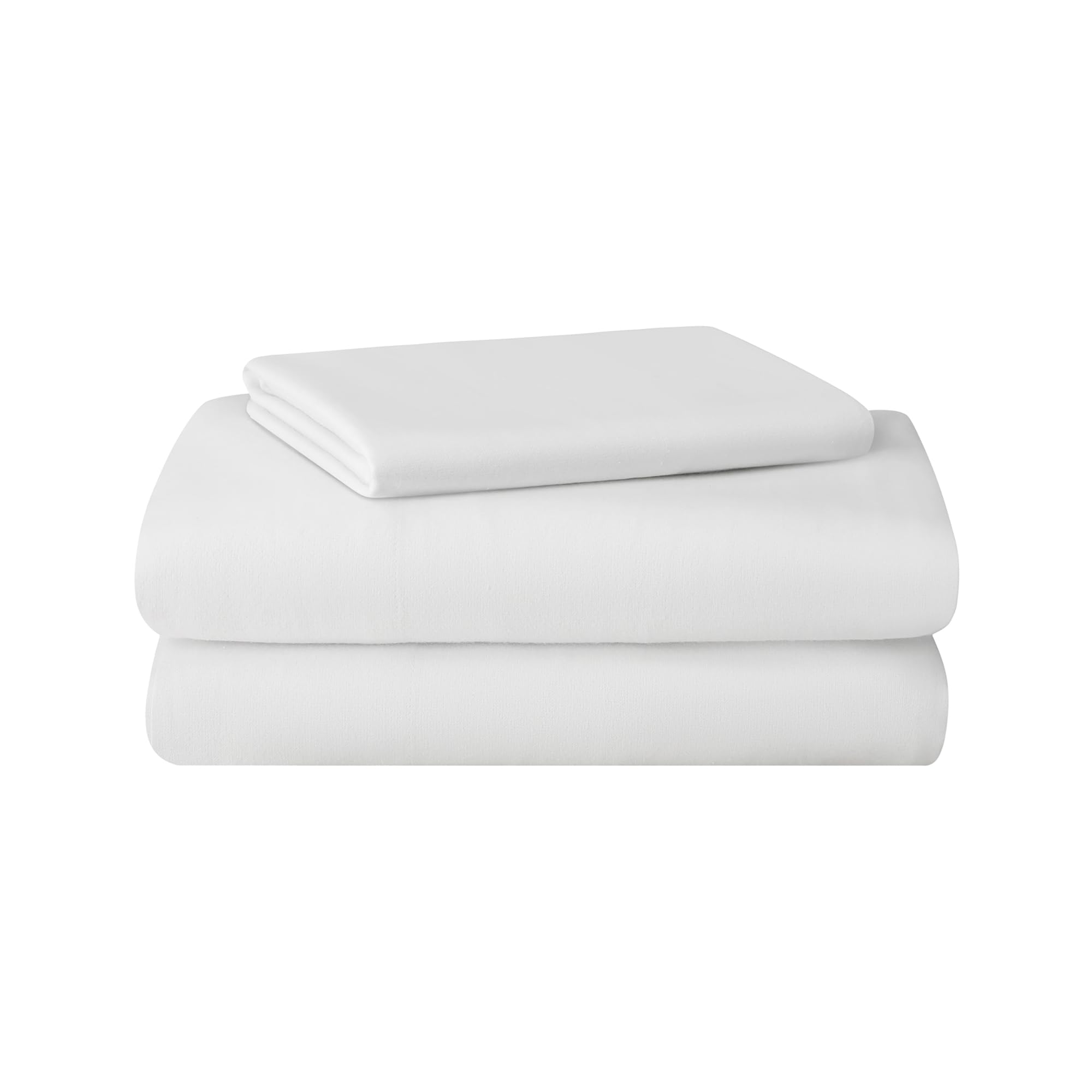 Featherhead 100% Cotton 4PCs Flannel Sheet Set | Double-Brushed for Extra Softness, Warm & Breathable, Extra Deep Pockets fits Up to 17” (White, Twin)