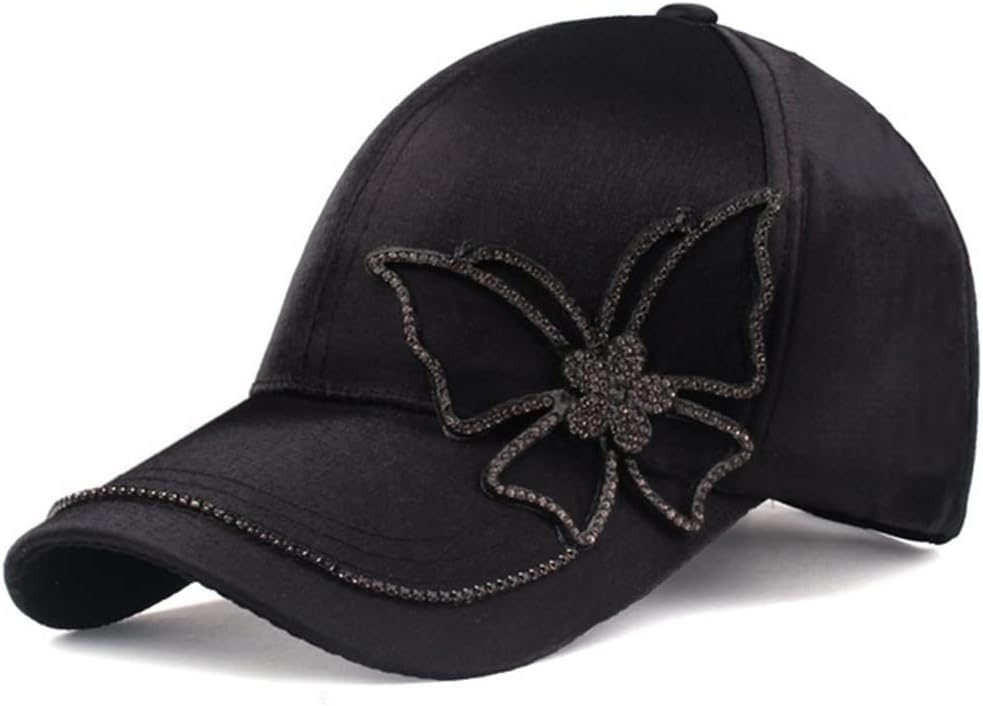 Rhinestone Sequin Baseball Cap Outdoor Solid Color Women's Back Buckle Hip Hop Adjustable