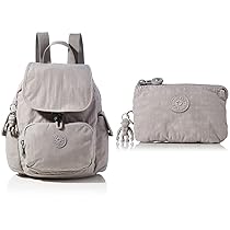Kipling City Pack Mini, Backpacks Donna, Grigio, 14x27x29 cm+Pouches, Cases Donna, Grigio, 4×14.5×9.5 cm
