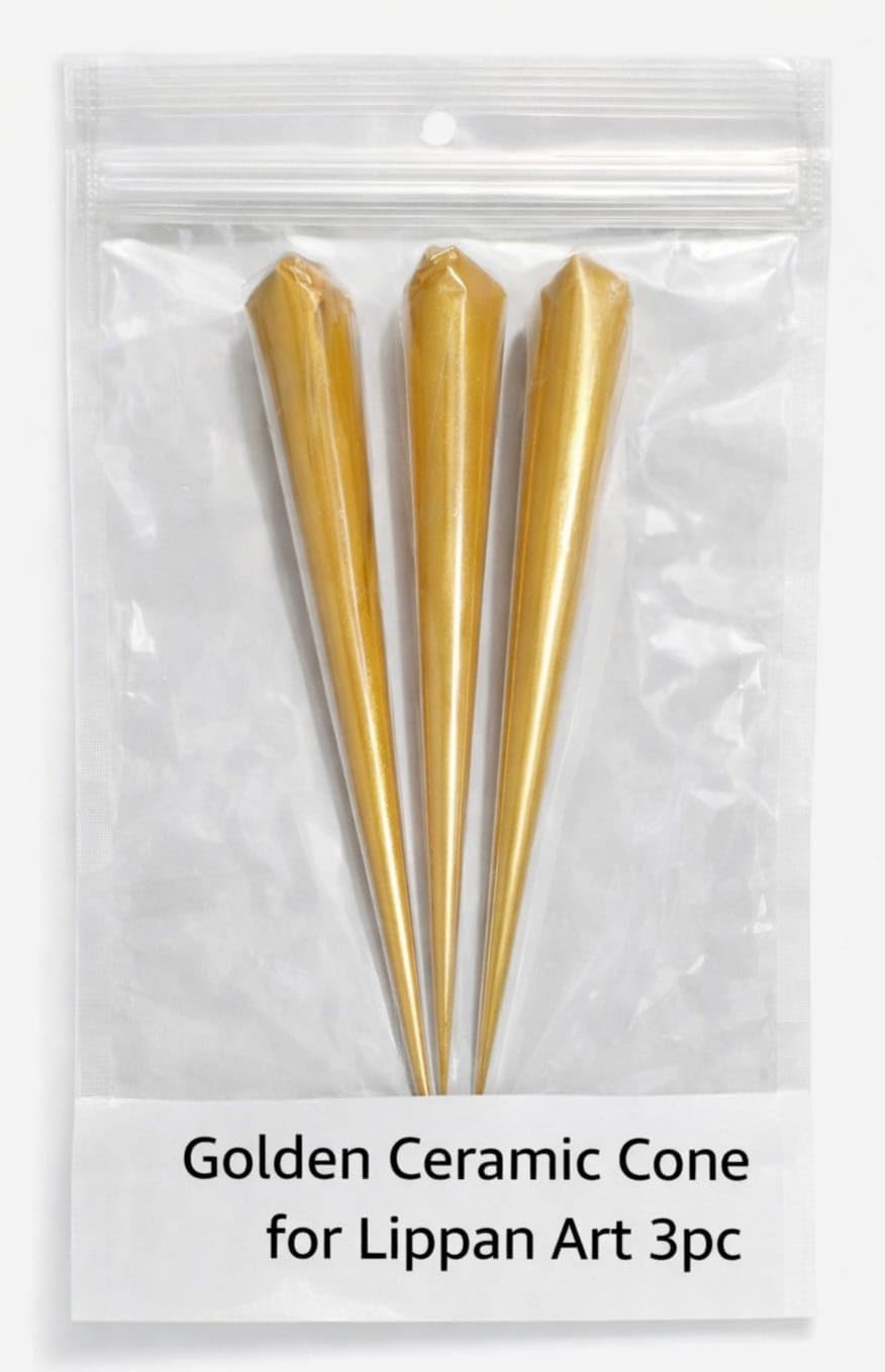 Golden Ceramic Cones for Arts & Crafts | Lippan Art | Mandala Art | Pottery | Liner | DIY Decorative Purposes Pack of (3pc Golden)