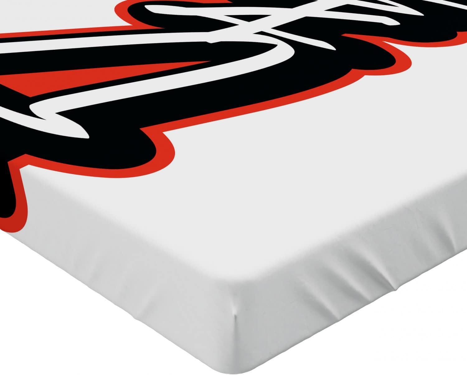 Ambesonne David 2 Pack Fitted Sheet, Scribbling Boys Name, Bed Cover All-Round Elastic Deep Pockets 2 Pieces, Package Contains 2 Full Size Fitted Sheets, Vermilion White