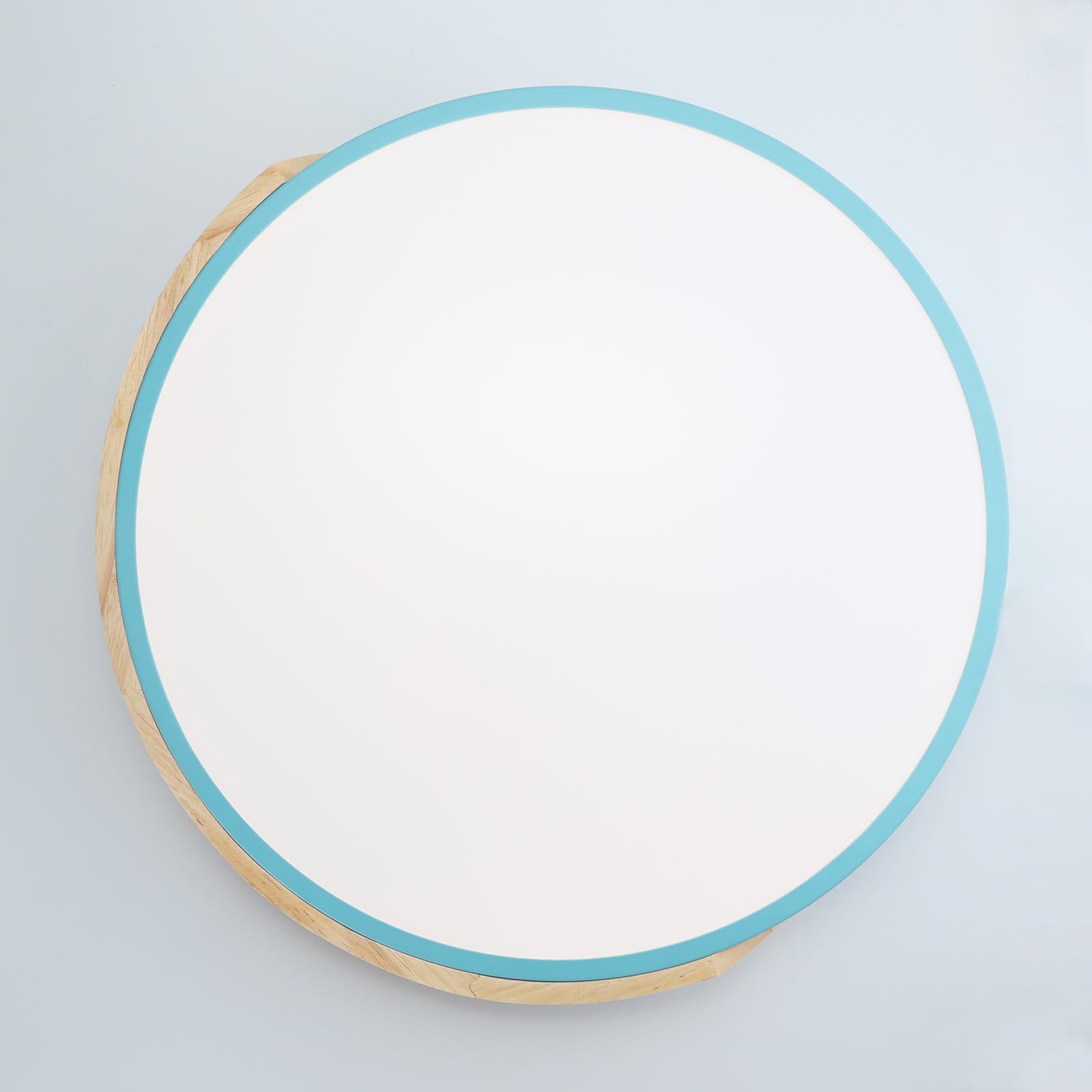 Alpinaluz Plafón LED Ø40 cm Azul y Madera – 30W con CCT Ajustable (3000K/4000K/6000K) – Diseño Nórdico Moderno en Metal y Madera para Salón, Dormitorio u Oficina