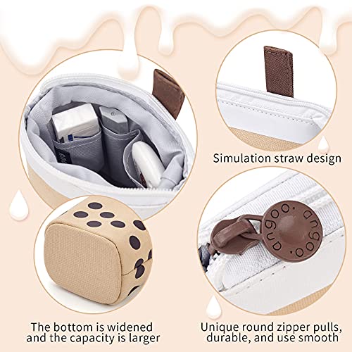 Angoobaby Cute Pencil Case Standing Pen Holder Telescopic Makeup Pouch Pop Up Cosmetics Bag With Kawaii Smile Face Stationery Case Office Organizer Box For Girls/Boys Students Women Adult (Brown) #TOP1