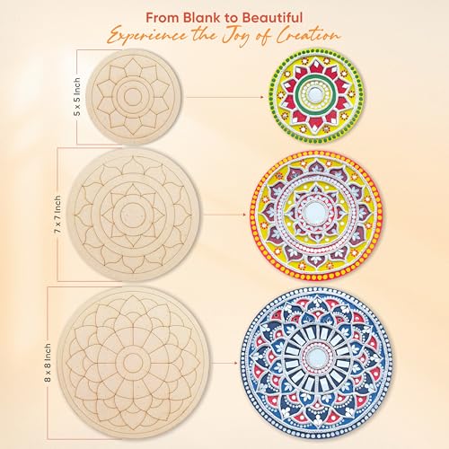 Image of YAVIX Lippan Kala Kit | Complete DIY Craft Set with 3 Premarked Round MDF Boards, Acrylic Colors, Mirrors & Moulding Clay for Art & Home Decor | Ideal for Gifting, Artists & Beginners