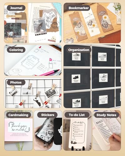 Image of 9 Rolls Sticker Printer Paper Compatible with Memoking T02 /XenGro AHM2 /NDYIN D21 /Anycash S1 /iDPRT S1 /Cudinham X6 /Cabaro Mini Sticker Maker, 57mm Thermal Printer Paper
