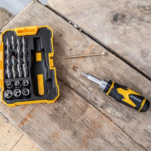 XTrade X0900076 23 Piece Ratchet Bit Driver & Socket Set S2 Steel Comfortable Ratcheting Driver Handle in A Durable Storage Case - Image 4