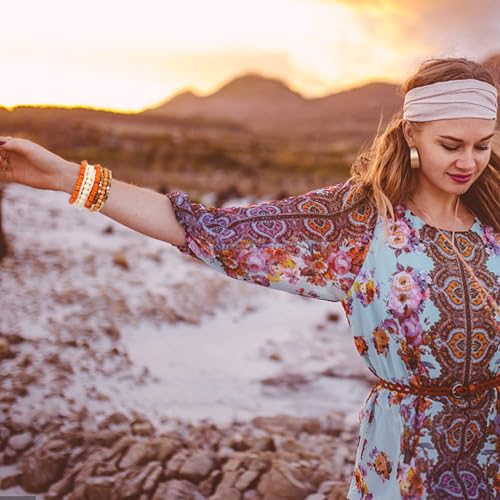 8Pcs Bohemian Beads Bracelets Set Colorful Cube Multi Strand Stretch Stackable Bangle Y2K Bracelet Set3