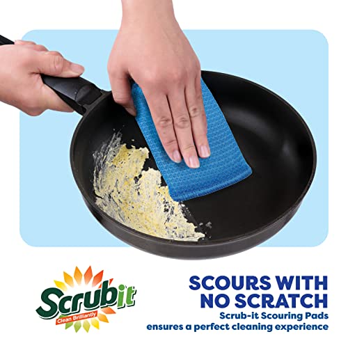 Image of SCRUBIT Multi-Purpose Dish Scrub Sponge, Non Scratch Scouring Pads, Cleaning Sponges for pots, Dishes, & Non-Stick Cookware - Pot Scrubber Sponges for Kitchen & Bathroom - 12 Pack Dish Sponge - Blue