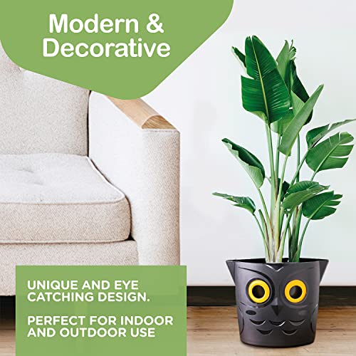 King's Gardening Clever Pot - Self Watering For Indoor Outdoor Use, Animated Eye Water Level Indicator, Uv Resistant Planter, Ideal For Flowers, Succulents, African Violets, And More 8" (Black Owl) #TOP6
