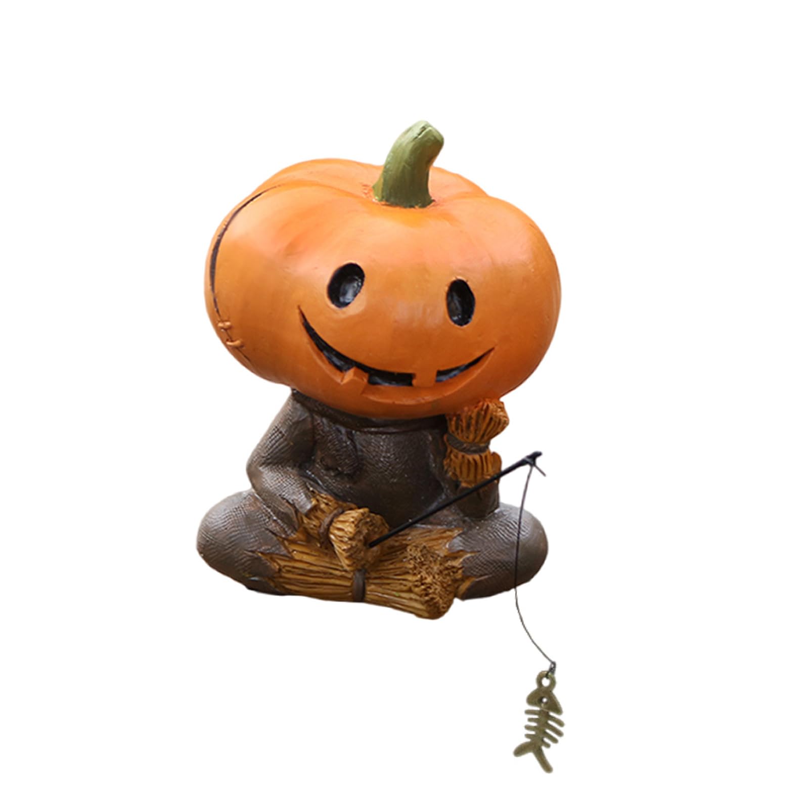 YTtkku Fall Decoration Pumpkin Figurine Handcrafted Resin Craft Halloween Fishing Statue Multifunctional Deck Decorative Accessories