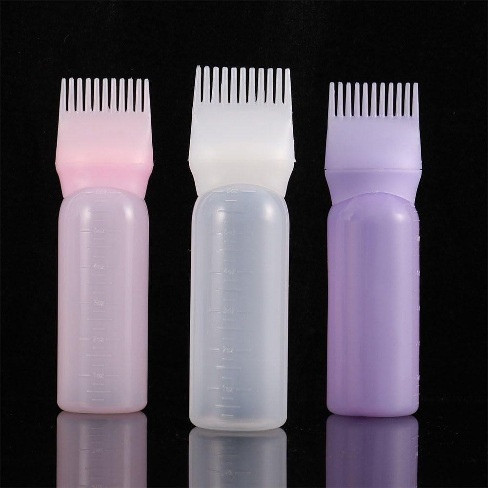 120ml Applicator Bottles Dyeing Shampoo Bottle Hair Dye Bottle with Graduated Scale Oil Comb Applicator Brush Hair Dye Tool(Purple)