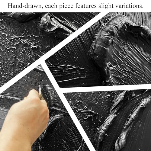 MDHKVPM Extra Large Black Abstract Painting Wall Art 3D Hand Painted Decor by MDHKVPM - Used condition - Image 3