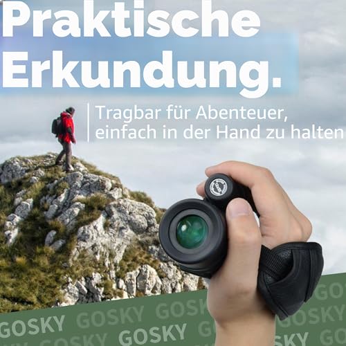 Gosky Monokulares Teleskop, Piper 12 x 55 Hochauflösendes Monokular für Erwachsene mit BAK4-Prisma und FMC-Objektiv, leichtes , handlich mit Smartphone-Adapter, geeignet für Vogelbeobachtung