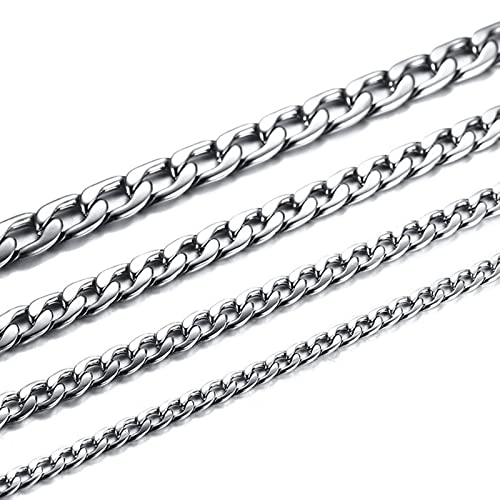 Chaine punk homme acier inoxydable bijou maillons épais argentés 20cm 24cm