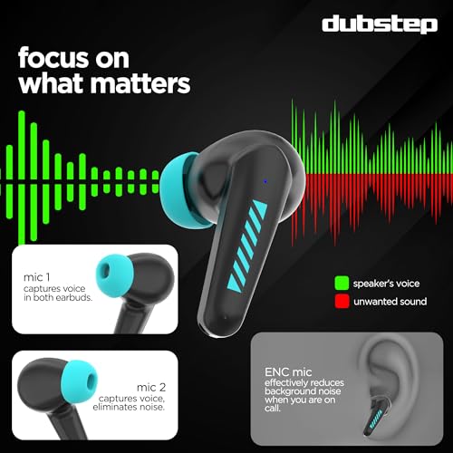 Image of Dubstep Buzz X3 in-Ear Wireless Earbuds with Upto 42 hrs Playtime, 13mm Dynamic Drivers, X-Bass Technology, ENC, Clear Calls TWS Earbuds, Bluetooth V5.3 Earphones, Type-C Fast Charging (Black /Blue)