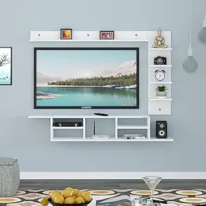 Redwud Henley Engineered Wood TV Entertainment Unit/TV Cabinet/Wall Mounted TV Unit/TV Cabinet for Living Room (White) - Ideal for Upto 52