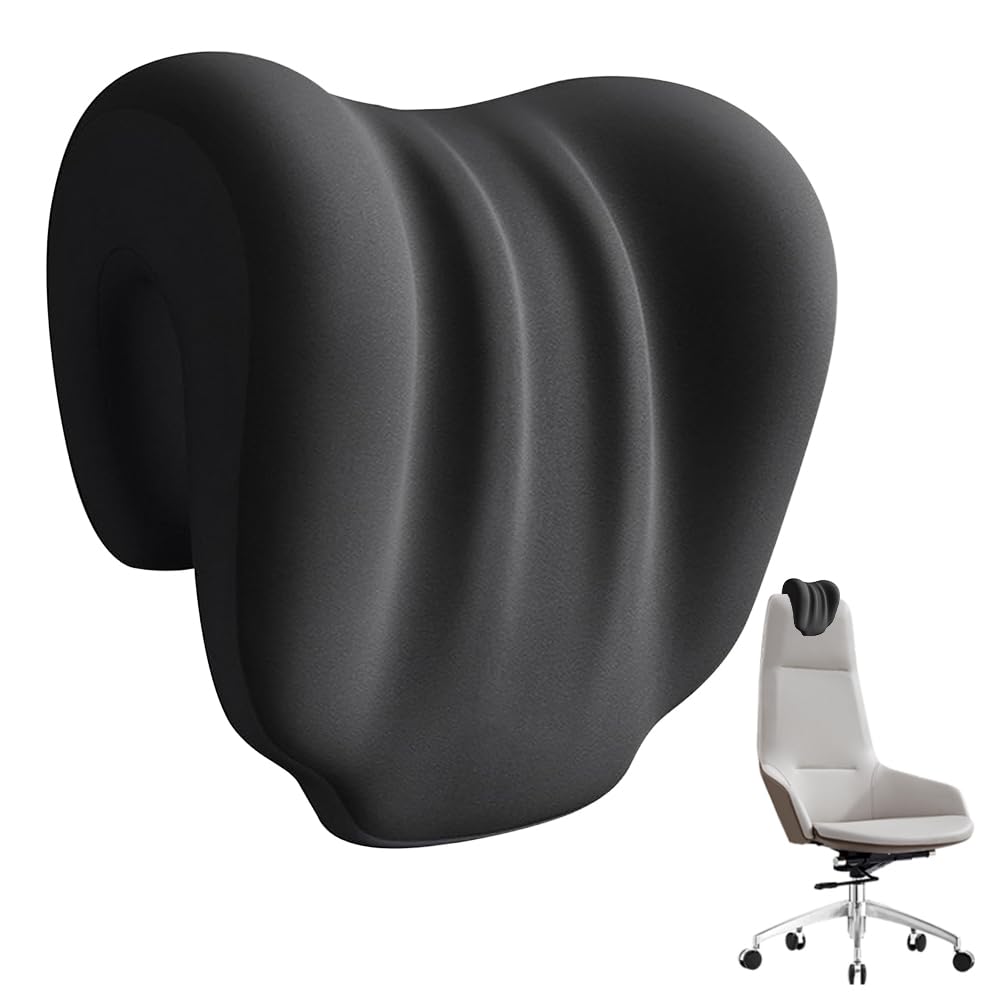 Occzin Almohada cervical de espuma viscoelástica, cojín cervical ergonómico para sillas de oficina, soporte cervical, color negro