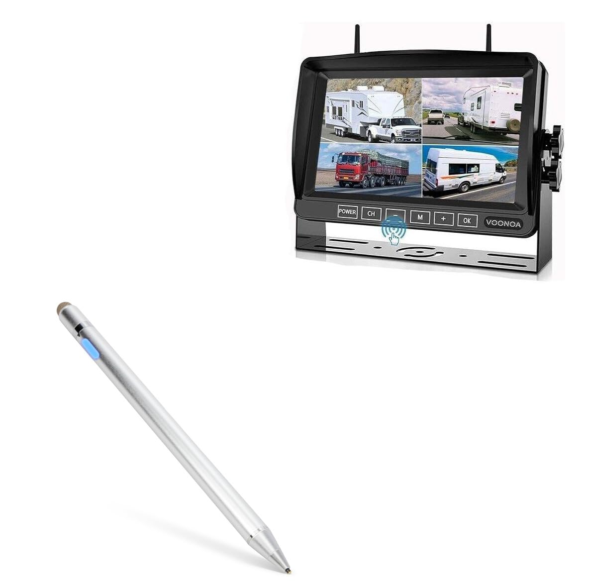 BoxWave Stylus Pen Compatible with Voonoa Wireless RV Camera System (7 in) - AccuPoint Active Stylus, Electronic Stylus with Ultra Fine Tip - Metallic Silver