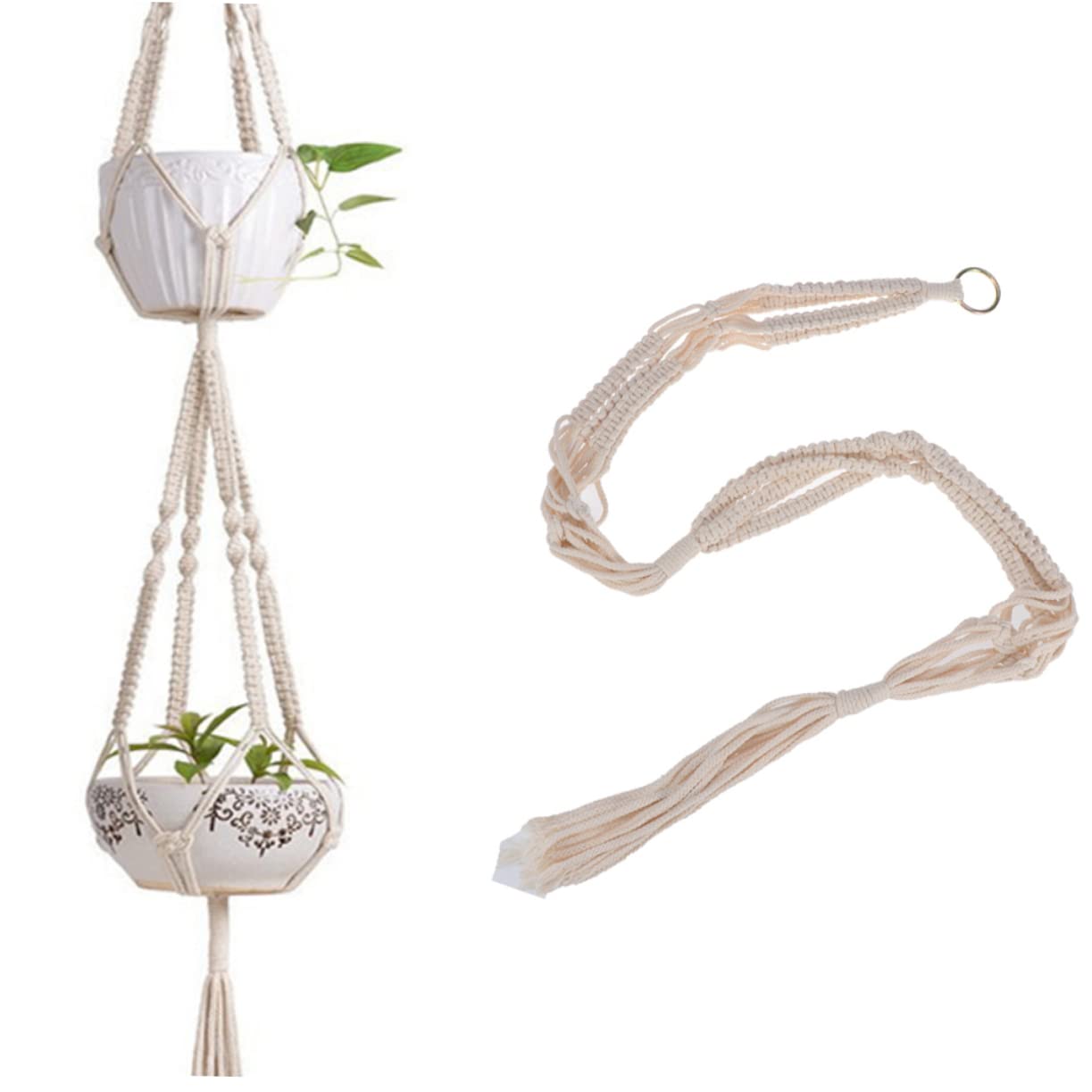 INOOMP 2 Eleganti Ganci Per Piante in Cotone Macramè Decorazione Da Parete Per La Casa Per Esterni Ganci Per Soffitti E Vasi.