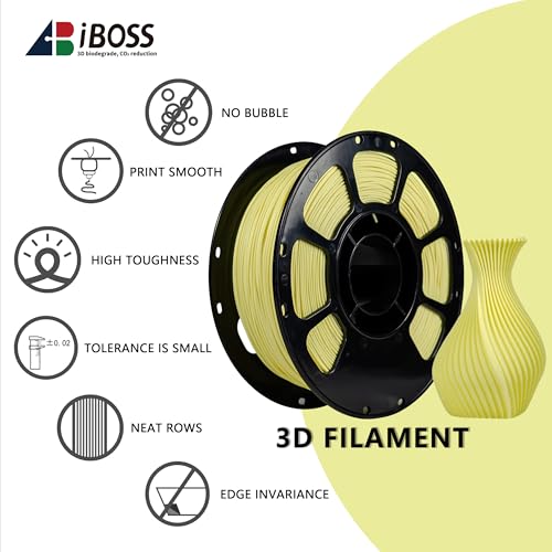 Image of iBOSS Matte PLA Plus Filament Yellow 1KG, 1.75mm 3D Printer Filament Dimensional Accuracy + /- 0.02mm, 3D Filament 1kg Carboard Spool (2.2lbs) for Most FDM 3D Printers