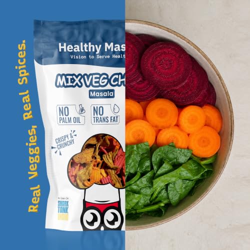 Image of Healthy Master Mixed Vegetable Chips - 30g | Beetroot, Palak & Carrot | Gluten-Free Vegetable Chips | No Maida, No Palm Oil | Low-Calorie | Healthy Snacks for Adults & Kids