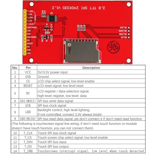 Image of 2.8 inch SPI TFT LCD Display ILI - 9341 Resisive Touch Screen Module 320x240 5V w /Card Slot for Arduino 2560 ESP32 Development Board