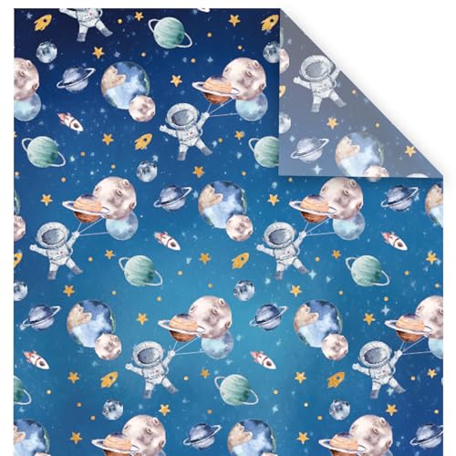 Papier cadeau anniversaire Whaline lot de 6 feuilles 50x70cm pour fête et loisirs créatifs