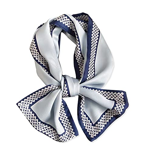 Women Skinny Silk Scarf Retro Checkerboard Plaid Narrow Neckerchief Long Neck Scarf Bandanas Headdress Ribbon Scarf