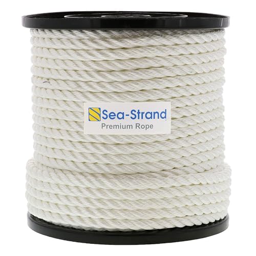 Sea-Strand 3/8" x 200' Reel, 3-Strand Nylon Rope | Durable, Abrasion Resistant | Utility Rope for Lifting, Hoisting, Pulleys, Winches, Dock Lines, Boating Applications