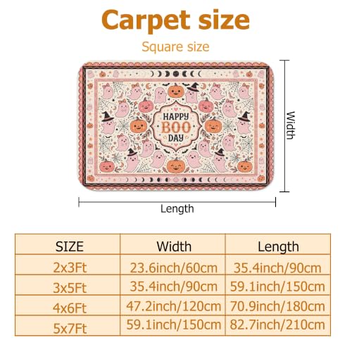 Alfombra de Halloween rectangular naranja para dormitorio y suelos de interior antideslizantes 3