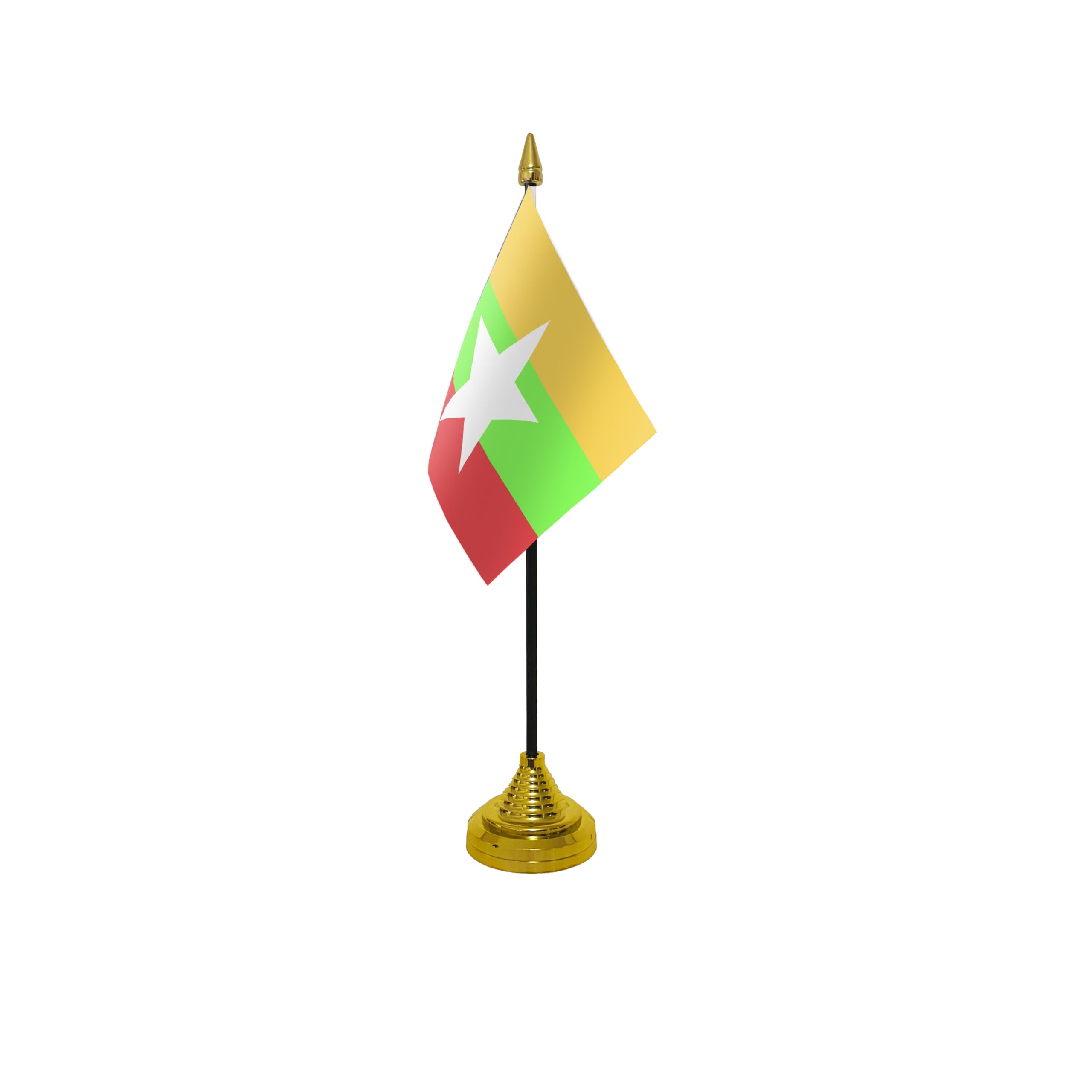 Flagtex Myanmar New (Burma) Small Table Flag With Gold Base