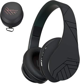 PowerLocus P2 - Auriculares Bluetooth inalambricos de Diadema Cascos Plegables, Casco Bluetooth con Sonido Estéreo Micro SD/TF, FM con micrófono y Audio Cable para Movil, PC, Tablet - Negro