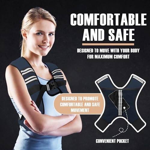 Image of NATURELUX Weighted Vest Men or Women - 5 /10 /15 /20 /25 /30lbs Weights with Reflective Stripe, Weighted Vest for Workout Equipment for Strength Training Running - Walking Weight Loss