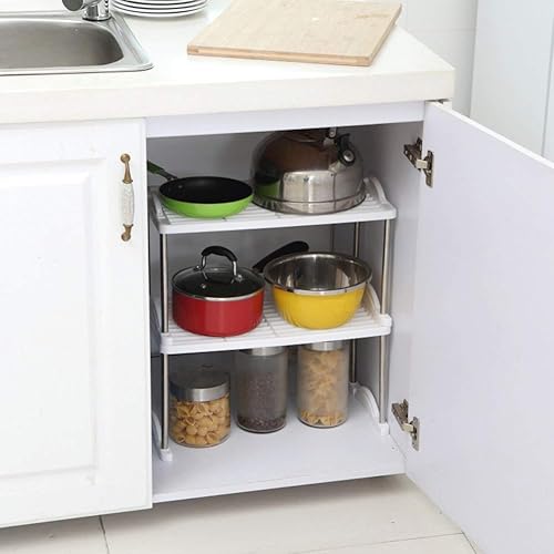Miniatura 6 de YOUTHINK Estante de almacenamiento plegable, expandible plegable para el hogar, estante organizador de cocina, baño, gabinete