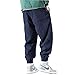 WZIKAI Mens Corduroy Pants Elastic Waist Drawstring Tapered Joggers Sweatpants Casual Long Fashion Trousers with Pockets Navy Blue XXXL