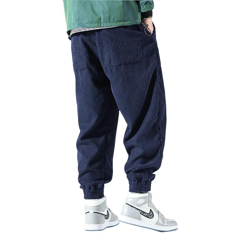 WZIKAI Mens Corduroy Pants Elastic Waist Drawstring Tapered Joggers Sweatpants Casual Long Fashion Trousers with Pockets4